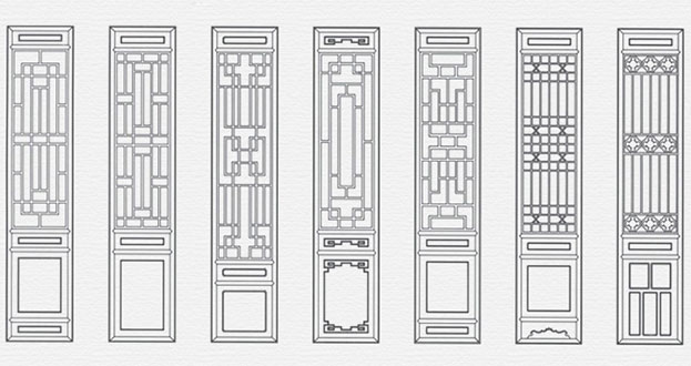 兴业常用中式仿古花窗图案隔断设计图